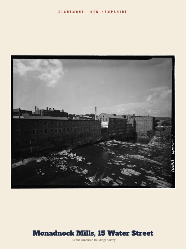 Claremont Monadnock Mills, 15 Water Street Archive Print artwork detail