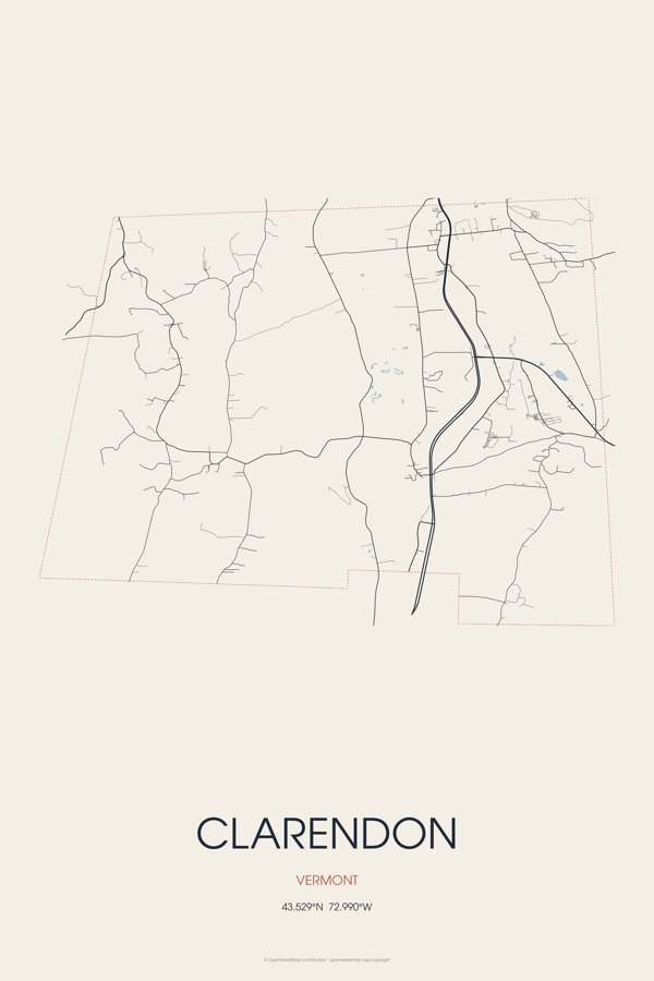 Clarendon Street Map Poster · Linen artwork detail