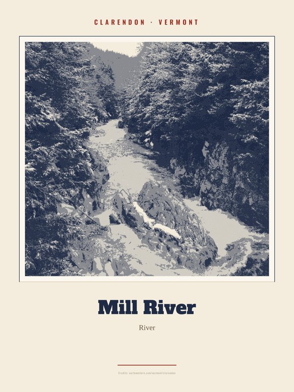 Clarendon Mill River Landmark Print artwork detail