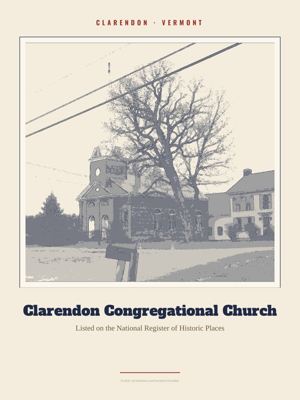 Clarendon Clarendon Congregational Church Landmark Print artwork detail