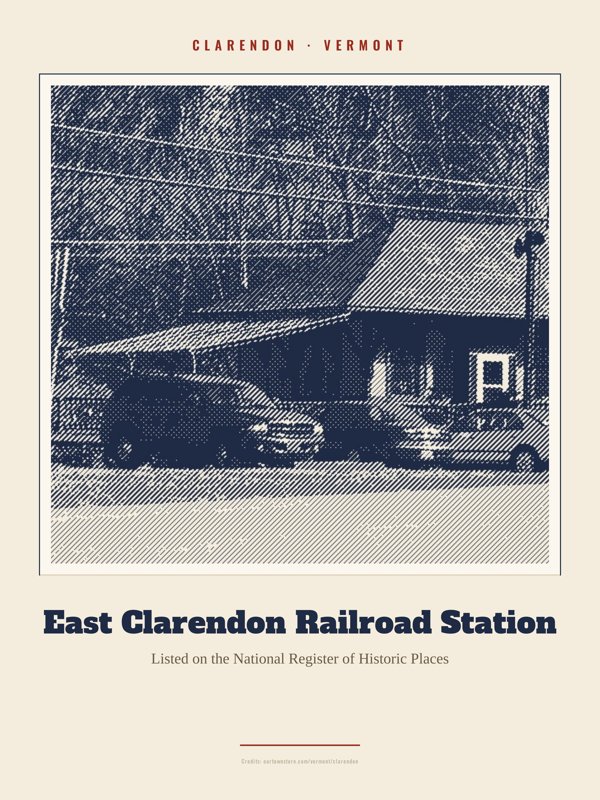 Clarendon East Clarendon Railroad Station Landmark Print artwork detail