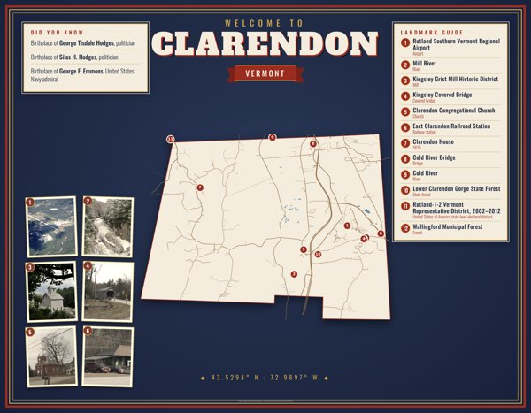 Clarendon Map Placemat artwork detail
