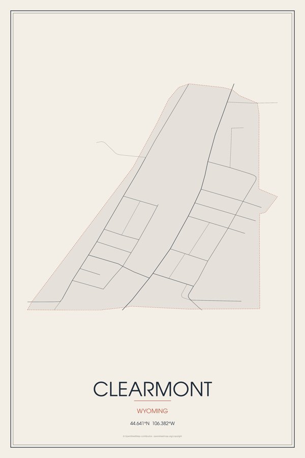 Clearmont Street Map Poster · Linen artwork detail