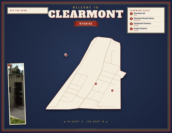 Clearmont Map Placemat artwork detail