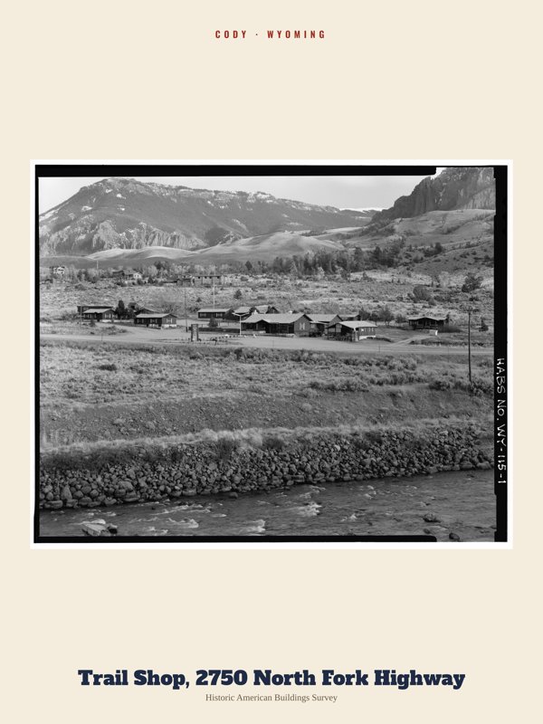 Cody Trail Shop, 2750 North Fork Highway Archive Print artwork detail