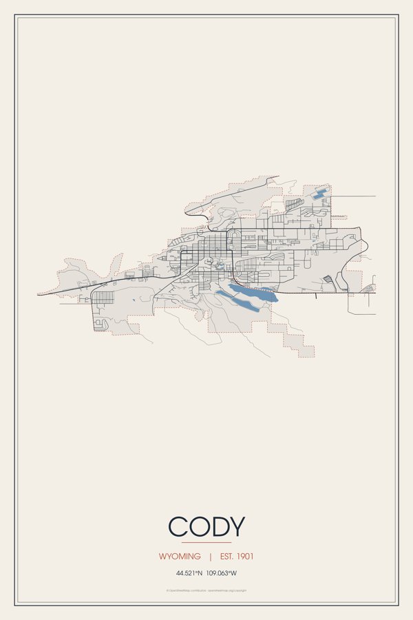 Cody Street Map Poster · Linen artwork detail