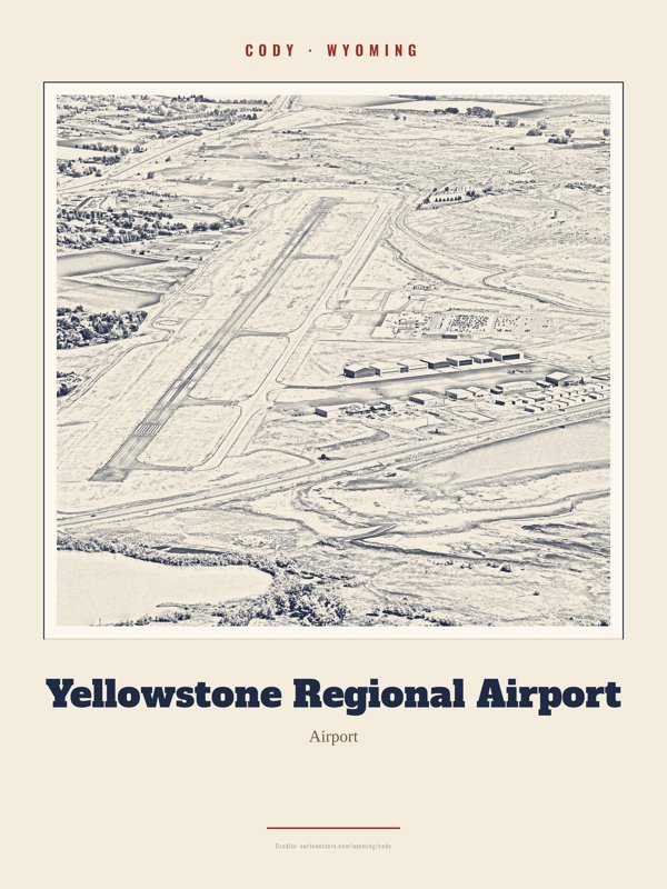 Cody Yellowstone Regional Airport Landmark Print artwork detail