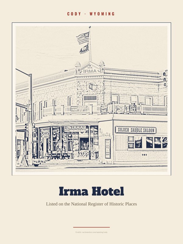 Cody Irma Hotel Landmark Print artwork detail