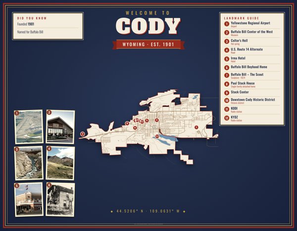 Cody Map Placemat artwork detail