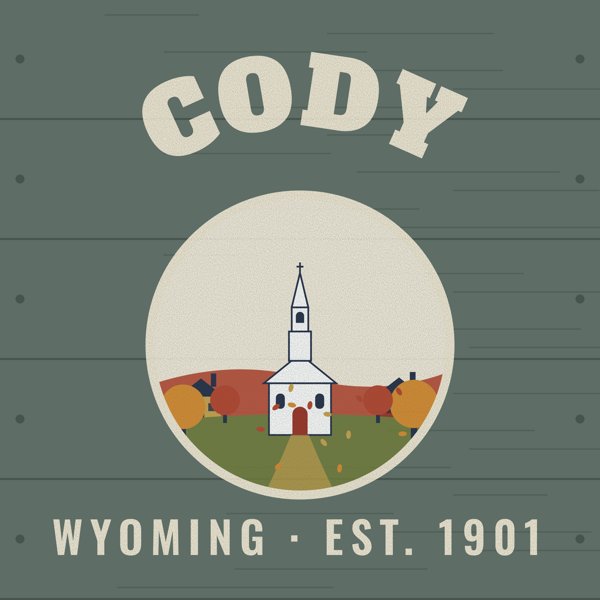 Cody Hometown Wood Sign artwork detail