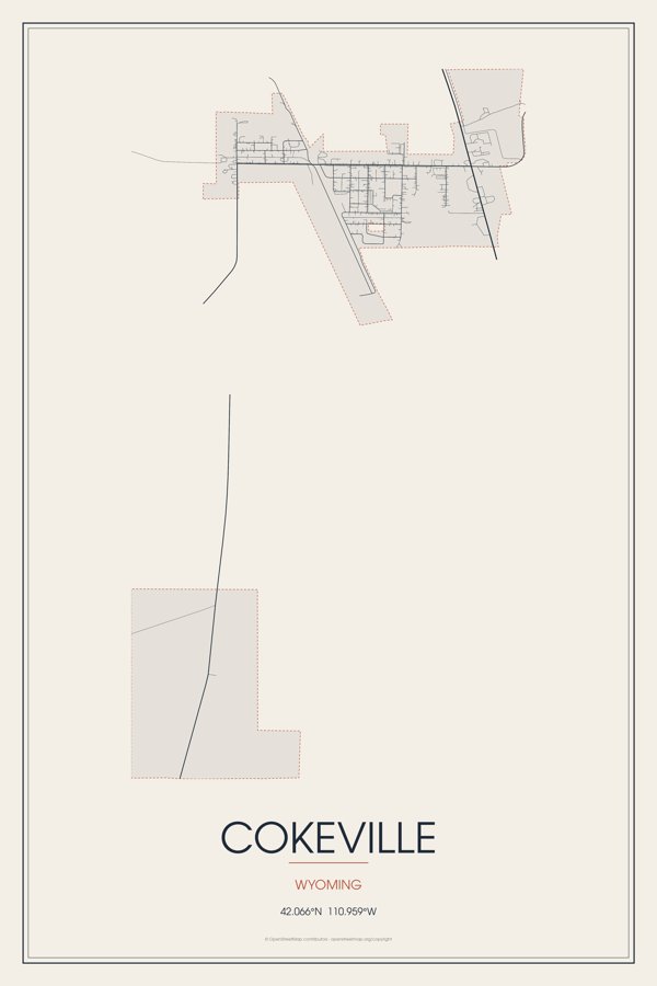 Cokeville Street Map Poster · Linen artwork detail