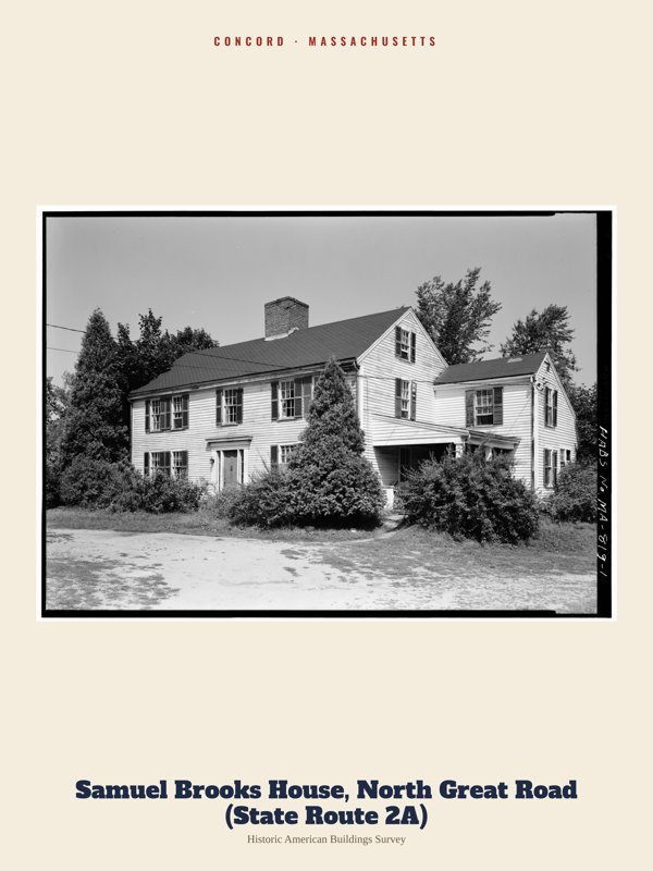 Concord Samuel Brooks House, North Great Road (State Route 2A) Archive Print artwork detail