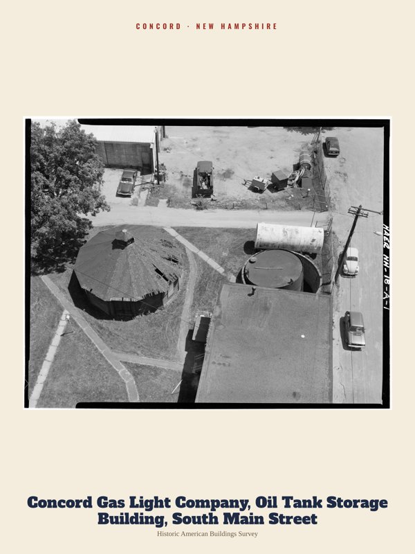 Concord Concord Gas Light Company, Oil Tank Storage Building, South Main Street Archive Print artwork detail