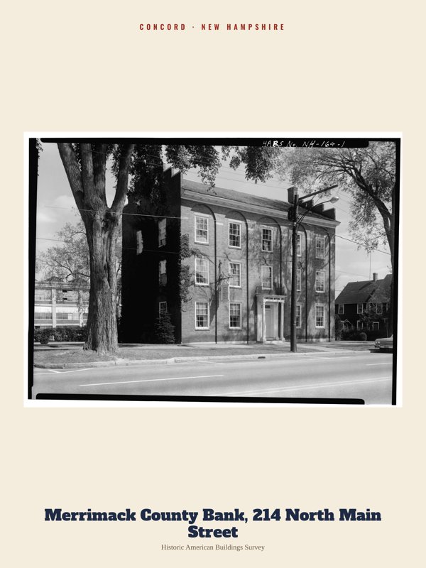 Concord Merrimack County Bank, 214 North Main Street Archive Print artwork detail
