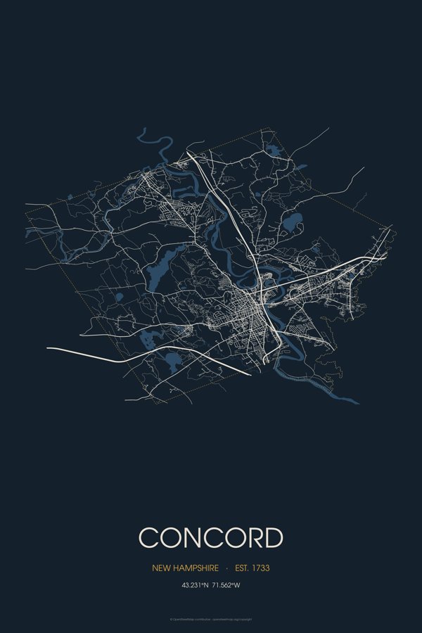 Concord Street Map Throw Blanket artwork detail