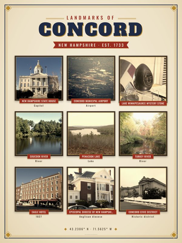 Concord Landmarks Photo Poster artwork detail