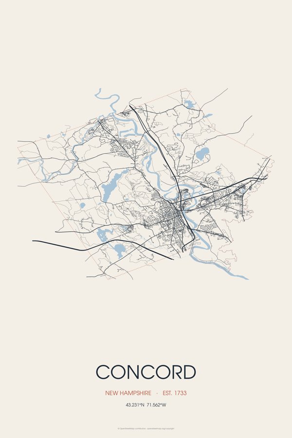 Concord Street Map Poster · Linen artwork detail
