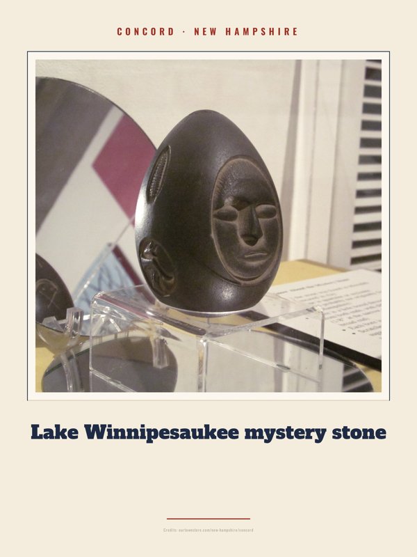 Concord Lake Winnipesaukee mystery stone Landmark Print artwork detail