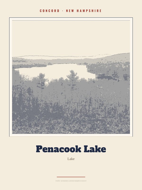 Concord Penacook Lake Landmark Print artwork detail