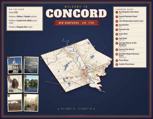 Concord Map Placemat artwork detail