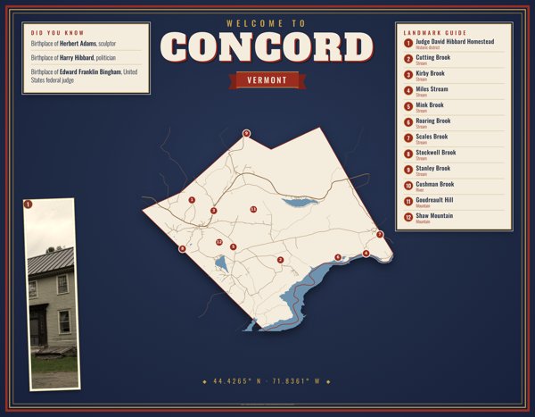 Concord Map Placemat artwork detail