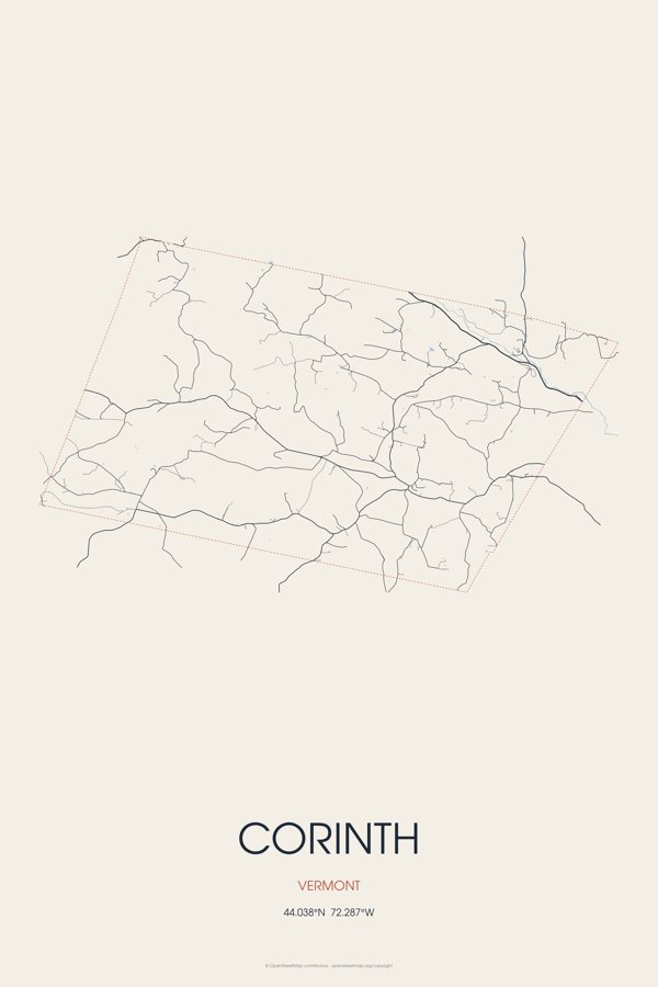 Corinth Street Map Poster · Linen artwork detail