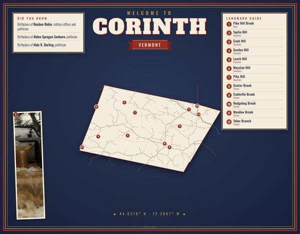 Corinth Map Placemat artwork detail