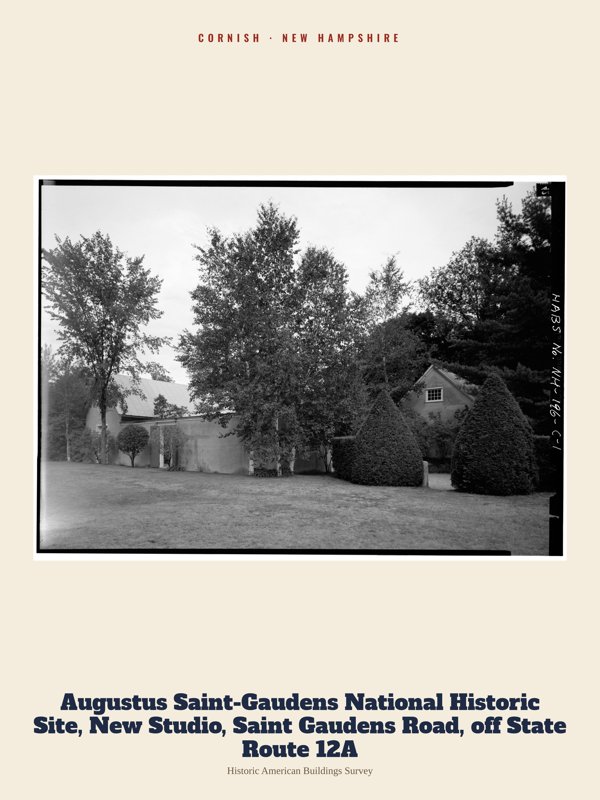 Cornish Augustus Saint-Gaudens National Historic Site, New Studio, Saint Gaudens Road, off State Route 12A Archive Print artwork detail