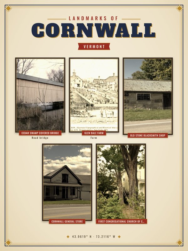 Cornwall Landmarks Photo Poster artwork detail