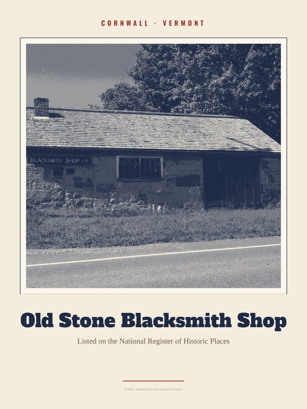 Cornwall Old Stone Blacksmith Shop Landmark Print artwork detail