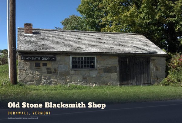 Cornwall Old Stone Blacksmith Shop Postcard artwork detail