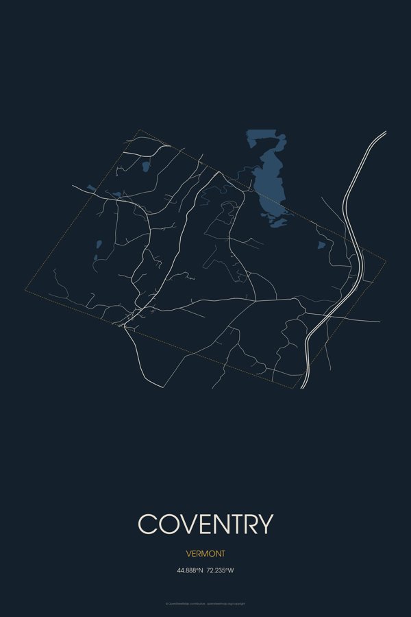 Coventry Street Map Poster · Midnight artwork detail