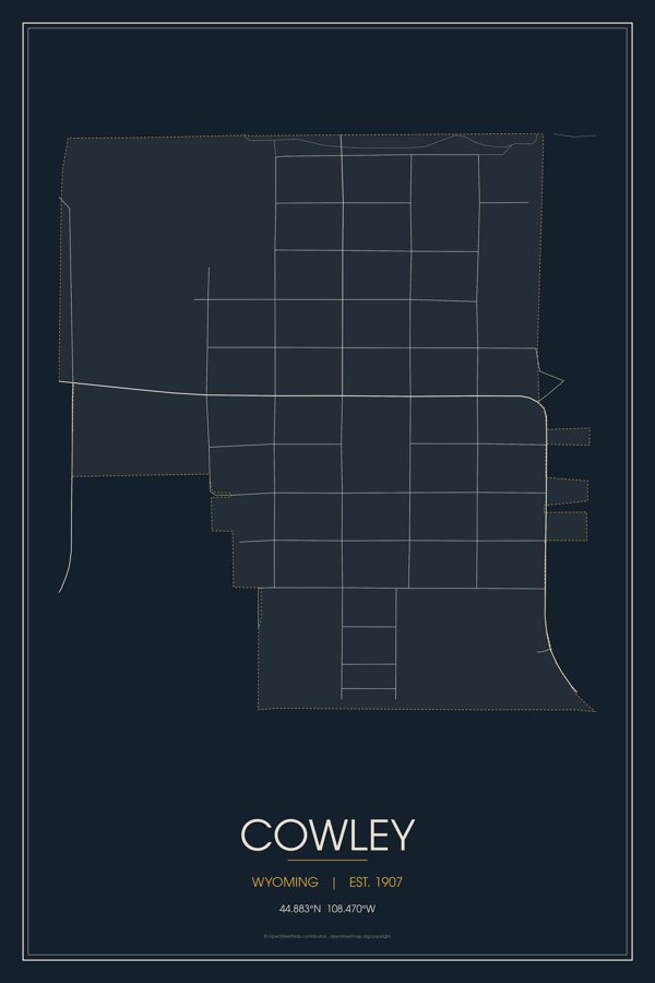 Cowley Map Throw Pillow artwork detail