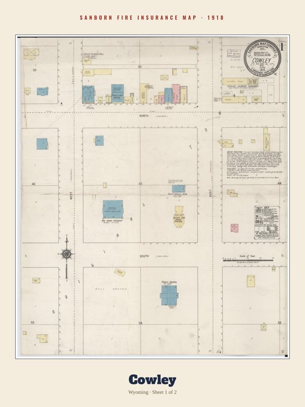 Cowley Sanborn Map Print artwork detail
