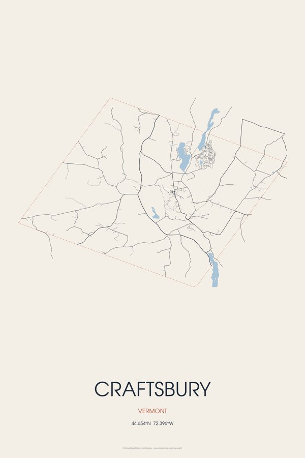 Craftsbury Street Map Poster · Linen artwork detail