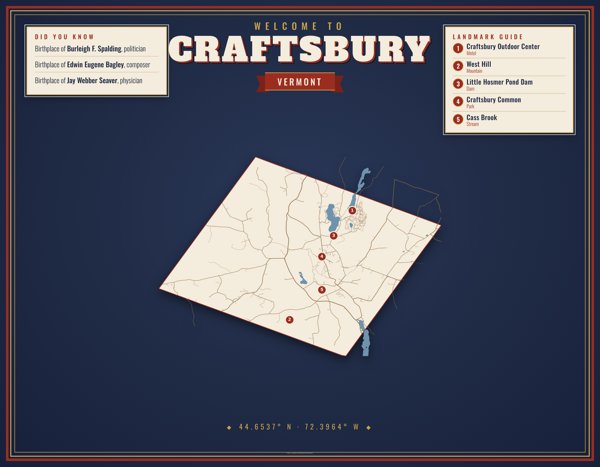 Craftsbury Map Placemat artwork detail