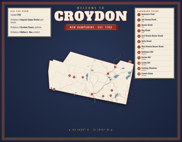 Croydon Map Placemat artwork detail