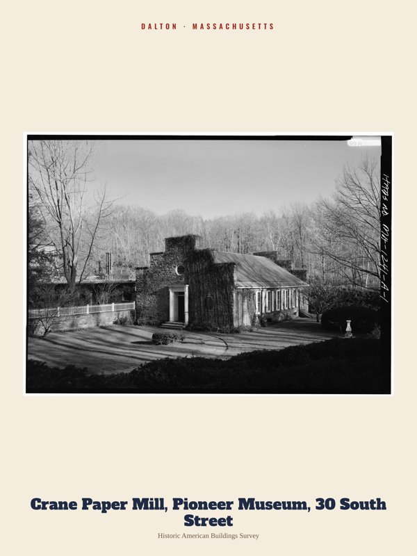 Dalton Crane Paper Mill, Pioneer Museum, 30 South Street Archive Print artwork detail