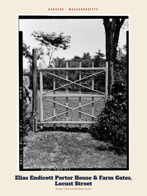 Danvers Elias Endicott Porter House & Farm Gates, Locust Street Archive Print artwork detail