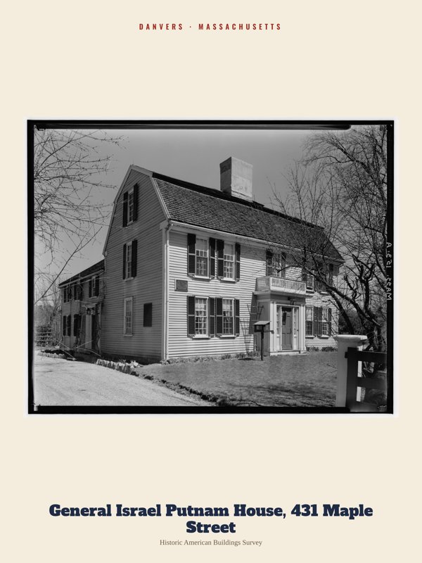 Danvers General Israel Putnam House, 431 Maple Street Archive Print artwork detail