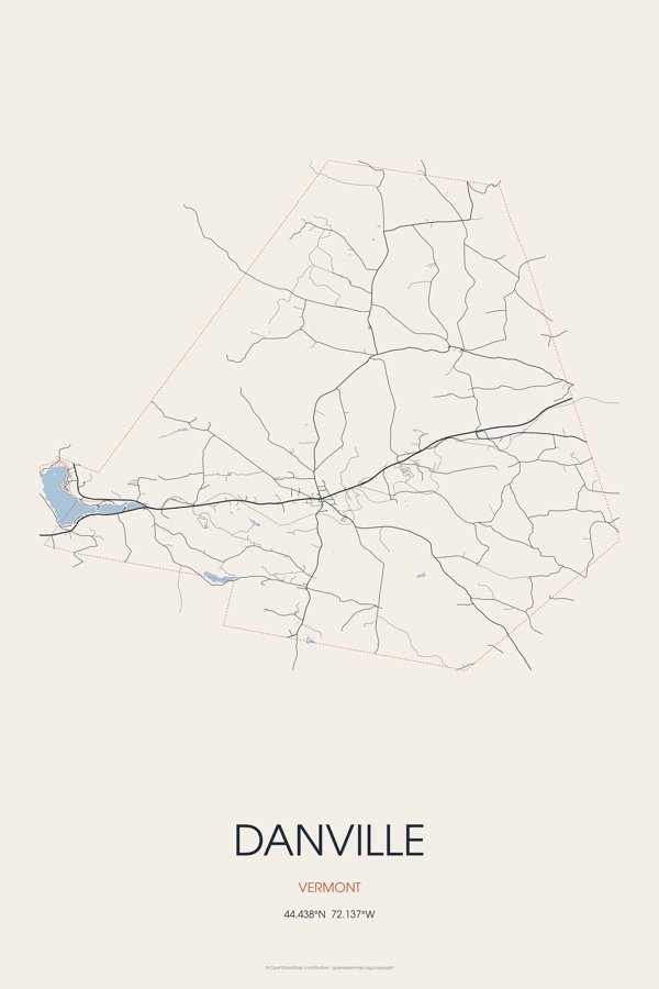 Danville Street Map Poster · Linen artwork detail
