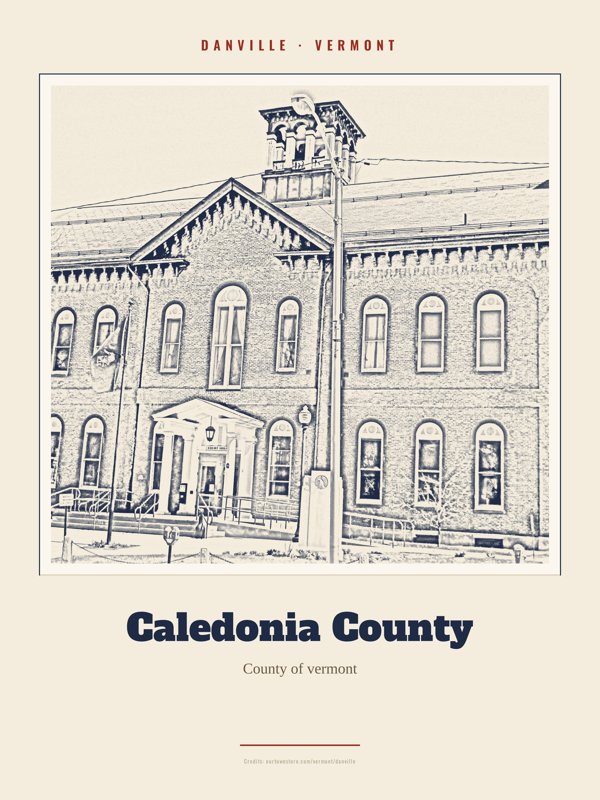 Danville Caledonia County Landmark Print artwork detail