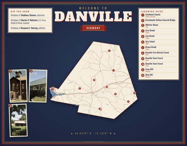 Danville Map Placemat artwork detail