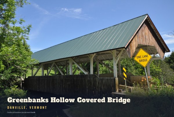Danville Greenbanks Hollow Covered Bridge Postcard artwork detail