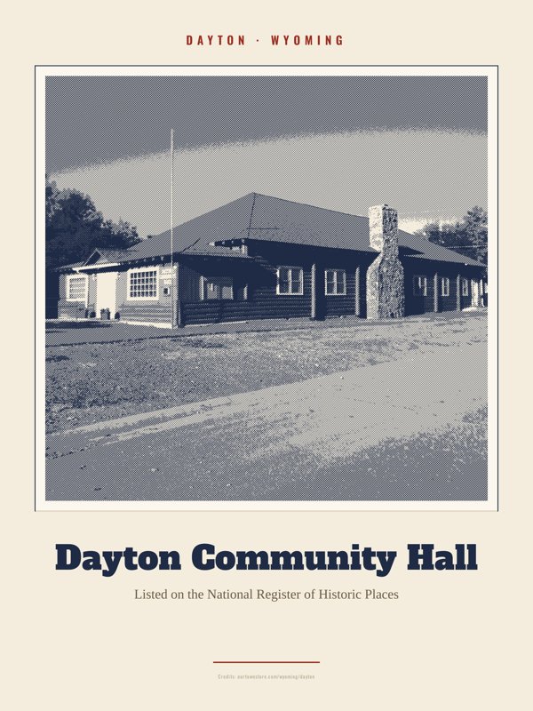 Dayton Dayton Community Hall Landmark Print artwork detail