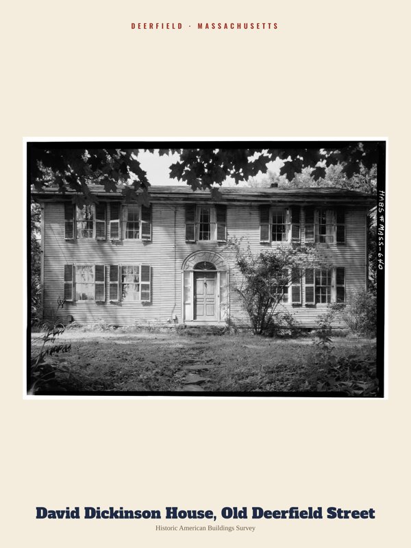 Deerfield David Dickinson House, Old Deerfield Street Archive Print artwork detail