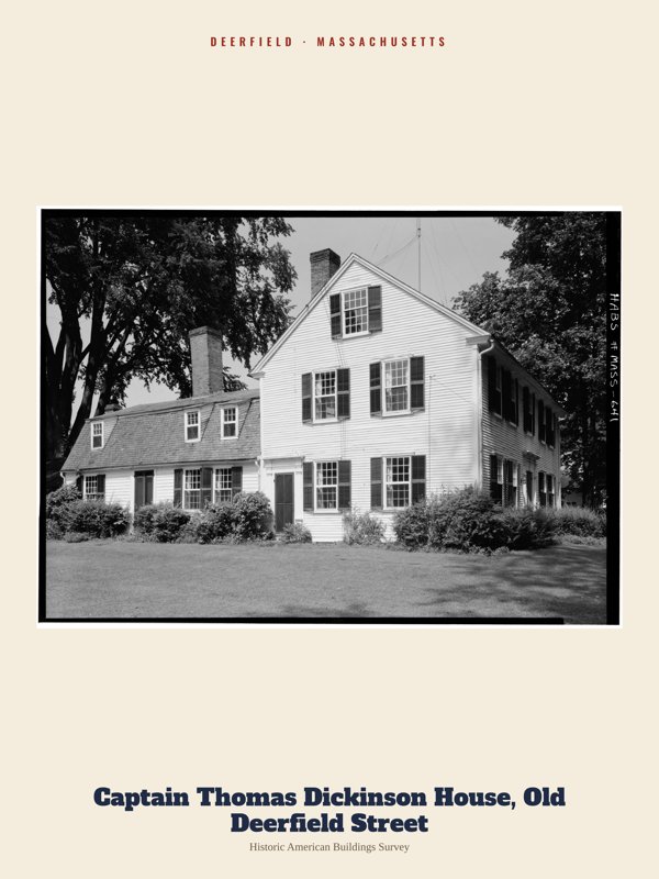 Deerfield Captain Thomas Dickinson House, Old Deerfield Street Archive Print artwork detail