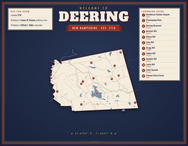 Deering Map Placemat artwork detail