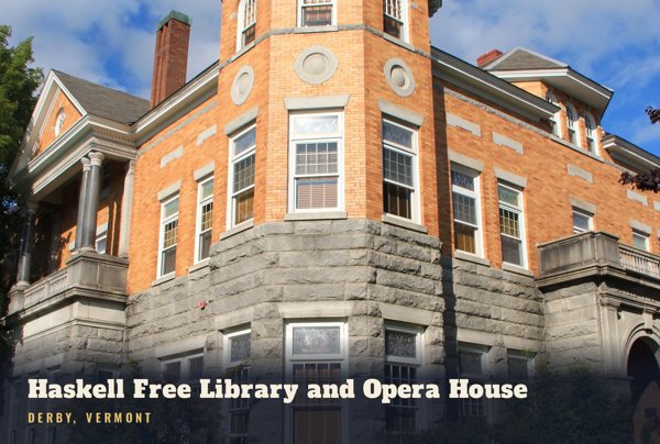 Derby Haskell Free Library and Opera House Postcard artwork detail