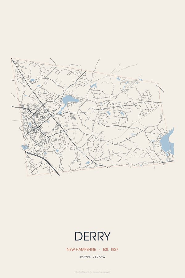 Derry Street Map Poster · Linen artwork detail